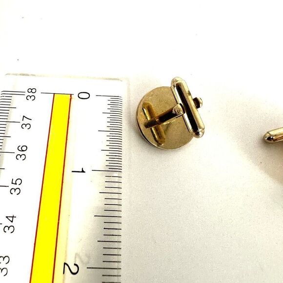 Shields gold tone circle vintage cufflinks - Picture 6 of 8